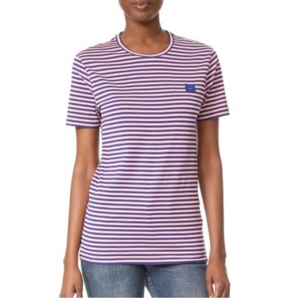 Acne Studios Tops - Acne Studios Napa face stripe tee shirt pink blue xs